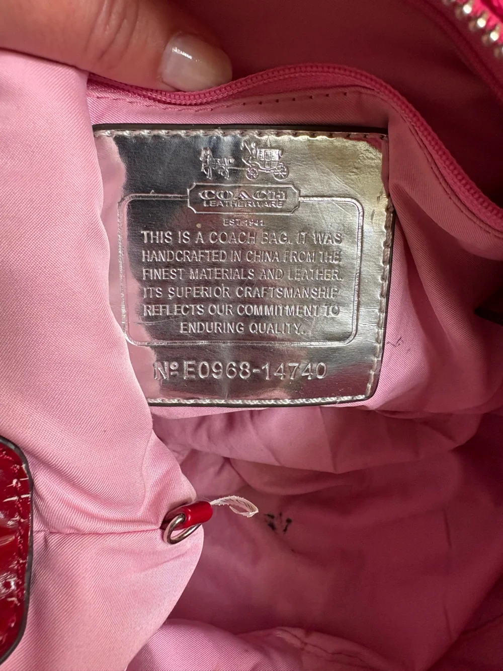 Coach Red Signature Double-Pocket Shoulder Bag with Stripe Strap